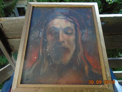 Aba-Novák szignóval, Krisztus töviskoronával,olaj-vászon,keretezett festmény-55x47,5 cm