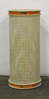 0V188 Antique Bauhaus White Metal Umbrella Stand 56cm