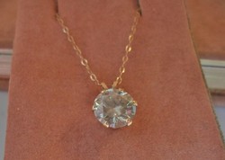 Csodás 2ct valódi moissanite gyémánt 14kt arany nyaklánc