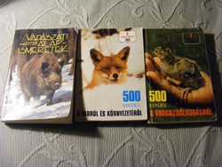3 db könyv Vadászati alapismeretek - 500 kérdés a vadról és környezetéről - A vadgazdálkodásról