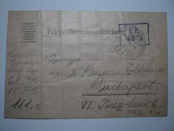 Tábori postai levelezőlap /1915/ 68. gyalogezred Kármán Gyula 111.tábori posta
