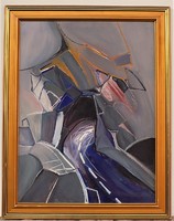 Turcsán Miklós (1944 - ) Alagút c.Képcsarnokos festménye 92x72cm EREDETI GARANCIÁVAL ! -