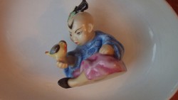HERENDI antik porcelán,kínai kislány madárkával,eredeti kézi festéssel.