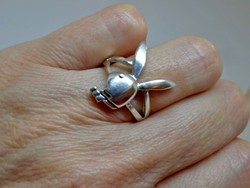 Szép régi nyuszis mesterjegyes ezüstgyűrű