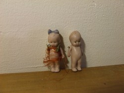 Ritka, antik mini biszkvit porcelán babák párban az 1920-30-as évekből
