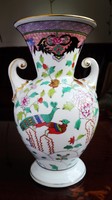 Csodálatosan festett Herendi Paon De Peking porcelán váza 
