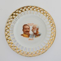 I. World War II porcelain plate with portraits of Joseph Francis and Emperor William /27./