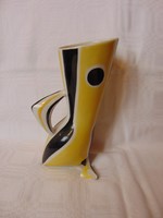 Zsolnay porcelán art deco fekete-sárga váza, sajnos sérült