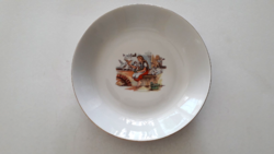 Porcelán mesemintás mesejelenetes madaras kis tányér 19 cm