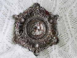 Antik fém dísz tál, asztalközép  27,5 cm