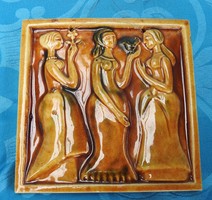 A három grácia - zsolnay pirogránit falikép