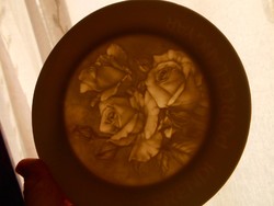 Herendi rózsa mintás  litofán porcelán tányér (a minta hátulról megvílágitva látható)