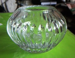 Ajkai kristály üveg váza, vastagfalú súlyos gömb váza