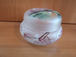 Gyönyörű opálos festett üveg bonbonier/doboz hibátlan