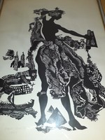 Kopasz Márta 1974 keretezett mérete: 41,5 cm x 60 cm