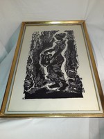 Kopasz Márta -Erato keretezett mérete: 41,5 cm x 60 cm