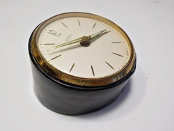 Art deco Emes német bőrtokos asztali óra , csörgő óra 