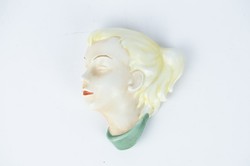 Retro német porcelán arcmaszk - copfos-garbós lány