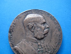 Ferenc József   bronz érme  , Ritka  , 34 mm