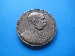 Ferenc József   bronz érme  , Ritka  ,34 mm