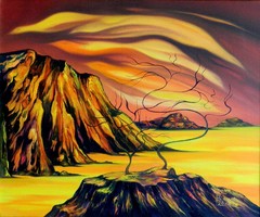 David beeri (Charles Beri 1951-) - bird clouds (oil on canvas; 2008)
