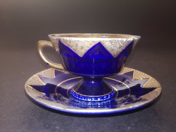 Czech Altwien- richly gilded cobalt blue cup and saucer - ep