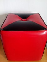 Ritka,retro,vintage,piros-fekete kocka alakú puff II.