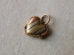 KK191 -  9 karátos apró szív medál 3 színű arany kinyitható