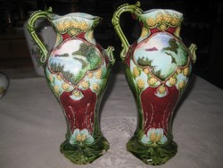 Majolica vase pair, probably nails, 26 cm