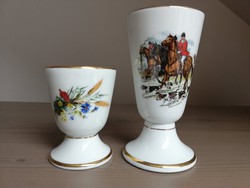 Aranyszélű lovas, vadászat jelenetes porcelán vázácska kehely