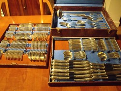 ​12 személyes, 135 darabos, II. világháború előtti ezüstözött solingeni evőeszköz készlet 