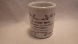 Antik feliratos porcelán gyógyszeres tégely Dr Jármay Gyula