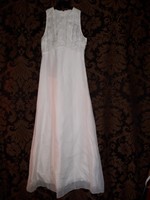 White vogue couture women's vintage maxi dress size 38 soc. Rhodiaceta tergal
