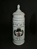 Rare Hólloháza porcelain fireman's relic beer mug with lid - ep