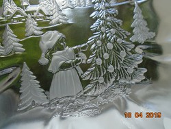 Spectacular opal glass Christmas decorative bowl with ruffled high rim 34 cm