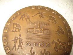 Győr Jubileumi Sportverseny 1271 -1971  emlék plakett  8 x  05 cm , Renner szignóval