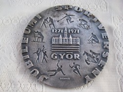 Győr Jubileumi Sportverseny   1271 -1971 .    15,5 x 05 cm  emlék plakett , Renner jelzéssel