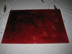 Zsolnay  csempe  , a vörös sok árnyalata  , szép labradoros  , több  tűzü  eozin  210 x  290 mm