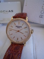 EREDETI GYÉMÁNT Luxus ROCHAS Paris Swiss Made  férfi karóra óradobozzal és papírokkal