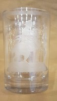 19 század elejéről antik ritka nagyméretű üveg pohár, lovas , katonás díszítéssel