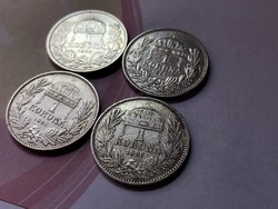 1893,94,95,96 ezüst magyar 1 koronák,egyben