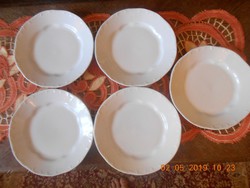 Zsolnay barokk, fehér lapos tányérok 5 db