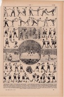 Boksz, nyomat 1923, francia, 19 x 29 cm, lexikon, eredeti, egy színü, bokszzsák, ütés, régi