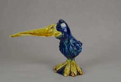 0W474 Morvay Zsuzsa művészi kerámia madár 12 cm