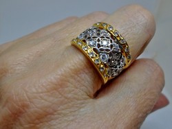 Különleges antik orosz széles köves ezüstgyűrű 