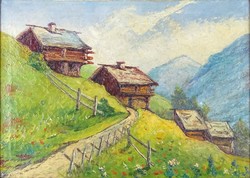 0W663 Ismeretlen festő : Tiroli táj 1910 körül
