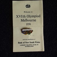 Olimpiai Visitor kitűző eredeti kartonján - 1956 Melbourne - 