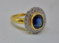 Szépséges antik valódi zafír és 0.4ct  brill arany gyűrű 7,8g