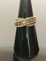 Rubin és smaragd ezüst gyűrű
