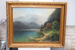 Óriási  tájkép Hermann Klingsbögl festmény XIX.sz.Híres osztrák festő ,aukción szereplő  DOROTHEUM 